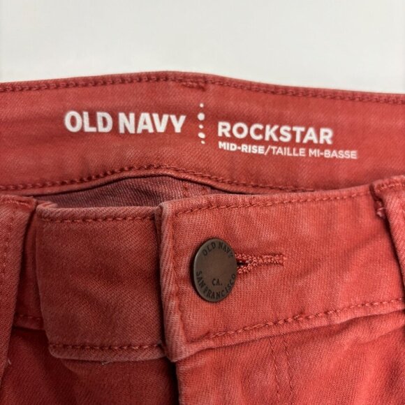 Old Navy Rockstar Mid Rise Skinny Women's size 8 Terracotta Orange Denim Jeans - Picture 2 of 4